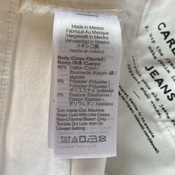 Madewell Jeans Womens 24 White Denim Mid Rise Kick Out Stretch Coastal Hippie - Picture 8 of 8